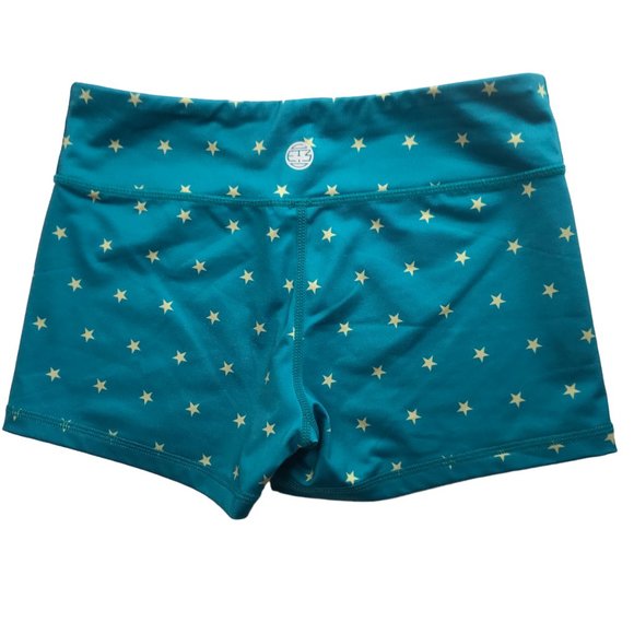 IAB Hot Shorts Cycling Yoga Athletic Workout Crossfit Green Gold Stars Small - Picture 3 of 13